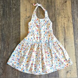 Vintage LAURA ASHLEY Girls Size 5 Floral halter Dress Summer Sundress ☀️